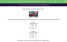 'Compare Distributions of Grouped Data Using Averages' worksheet