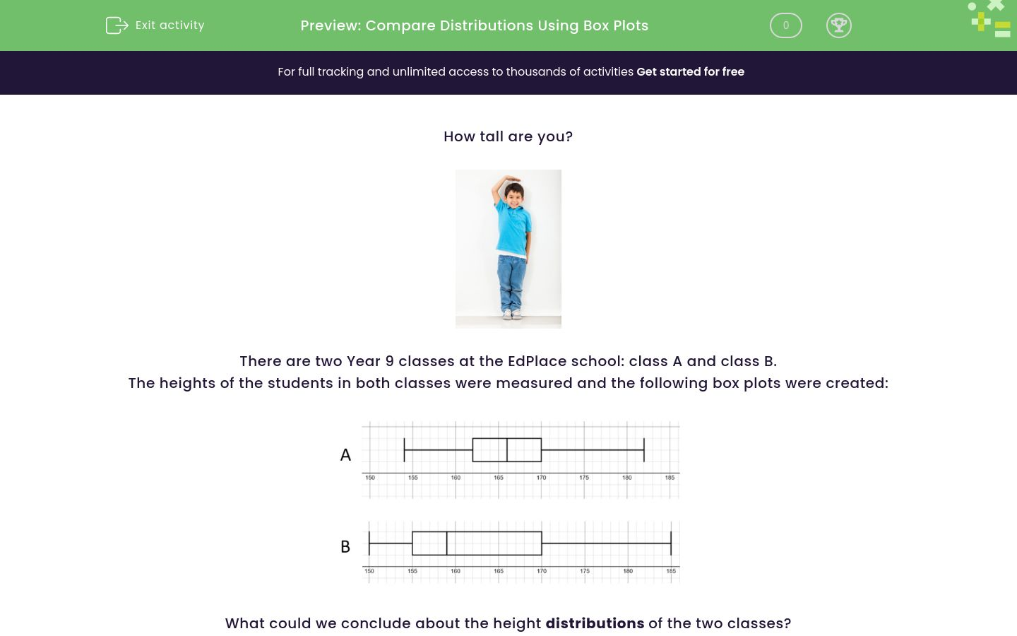 Compare Distributions Using Box Plots Worksheet - EdPlace