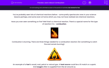 'Learn About Combustion' worksheet