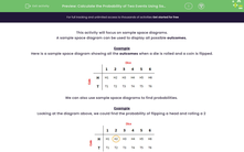 'Calculate the Probability of Two Events Using Sample Space Diagrams' worksheet