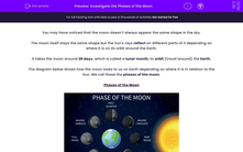 'Investigate the Phases of the Moon' worksheet