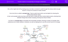 'Explore a Concept Map of Changes to Materials' worksheet