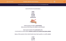 'Identify Word Families' worksheet