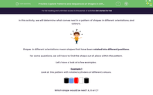 'Explore Patterns and Sequences of Shapes in Different Orientations ' worksheet