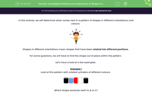 'Investigate Patterns and Sequences of Shapes in Different Orientations ' worksheet