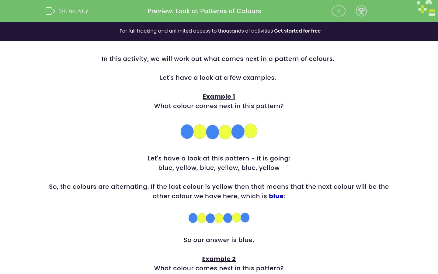 Look at Patterns of Colours Worksheet - EdPlace