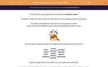 'Learn to Spell Some Exception Words' worksheet