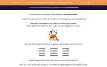 'Remember How to Spell Some Exception Words ' worksheet