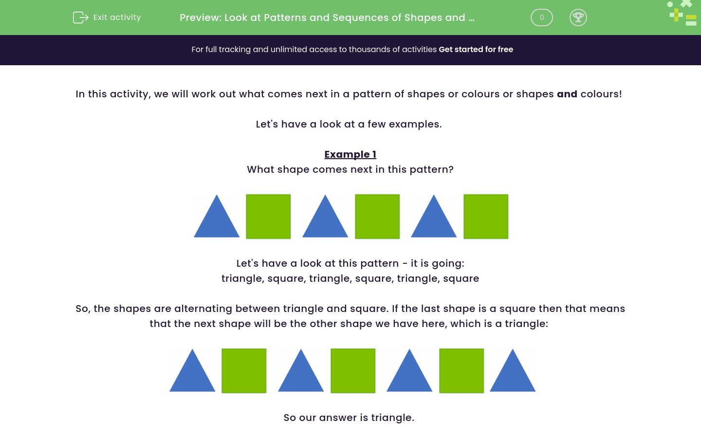 Look at Patterns and Sequences of Shapes and Colours Worksheet - EdPlace