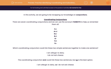 'Practise Identifying Coordinating and Subordinating Conjunctions' worksheet
