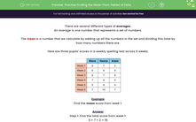 'Practise Finding the Mean From Tables of Data' worksheet