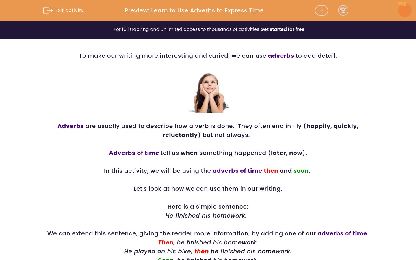 Learn to Use Adverbs to Express Time Worksheet - EdPlace