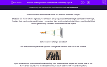 'Investigate How Shadows are Affected by Light Angle' worksheet