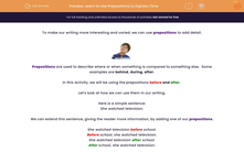 'Learn to Use Prepositions to Express Time' worksheet