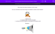 'Interpret Data Showing How Shadows Change' worksheet