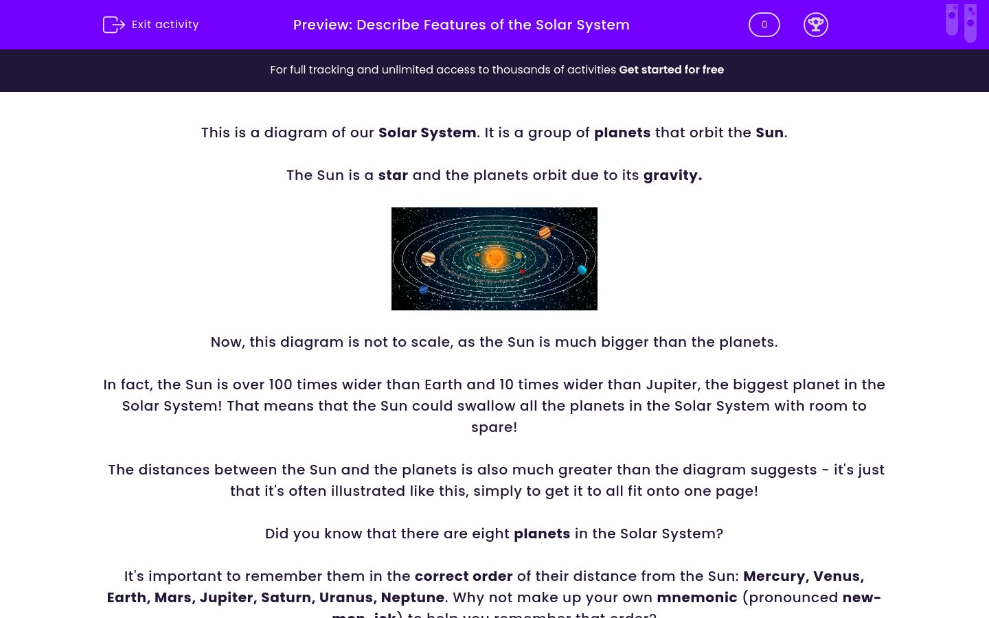 Describe Features of the Solar System Worksheet - EdPlace