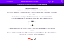 'Identify Electrical Insulators' worksheet