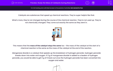 'Study the Mass of Catalysts During Reactions' worksheet