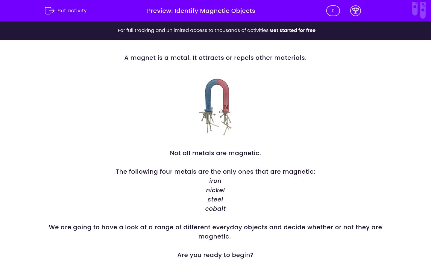 Identify Magnetic Objects Worksheet - EdPlace