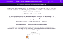 'Calculate Rate of Reaction for Catalysed Reactions' worksheet