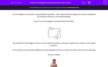 'Investigate Electrical Symbols and Circuits' worksheet