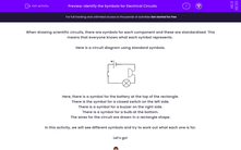 'Identify the Symbols for Electrical Circuits' worksheet