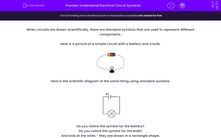 'Understand Electrical Circuit Symbols' worksheet