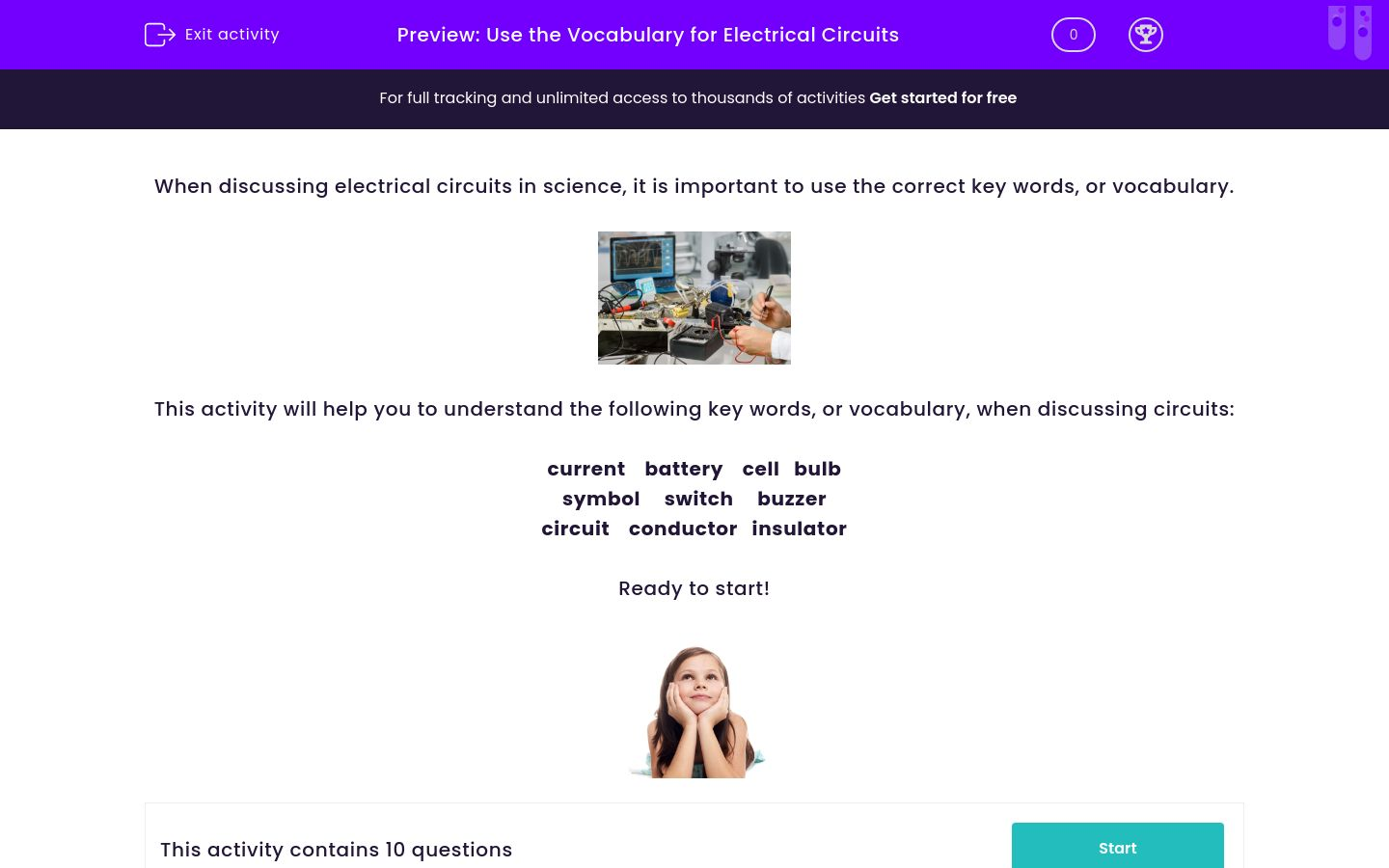 Use the Vocabulary for Electrical Circuits Worksheet - EdPlace