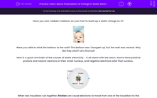 'Learn About Polarisation of Charge in Static Electricity' worksheet