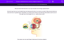 'Understand How Luminous Objects Enable Us To See' worksheet