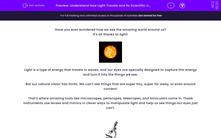 'Understand How Light Travels and its Scientific Uses' worksheet