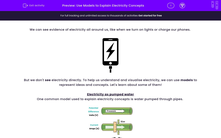 'Use Models to Explain Electricity Concepts' worksheet