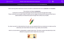 'Learn About Electrical Conductors' worksheet