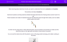 'Learn About Electrical Insulators' worksheet