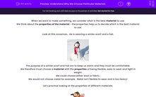 'Understand Why We Choose Particular Materials' worksheet