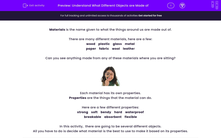 'Understand What Different Objects are Made of' worksheet