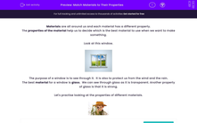 'Match Materials to Their Properties' worksheet