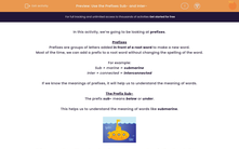 'Use the Prefixes Sub- and Inter-' worksheet