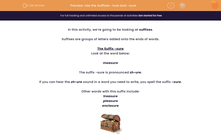 'Use the Suffixes -ture and -sure' worksheet