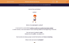 'Identify Root Words' worksheet