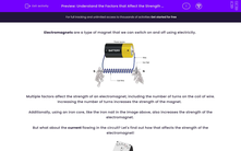 'Understand the Factors that Affect the Strength of an Electromagnet' worksheet