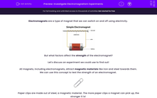 'Investigate Electromagnetism Experiments' worksheet