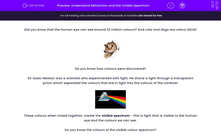 'Understand Refraction and the Visible Spectrum' worksheet