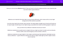 'Understand What Makes a Good Reflective Surface' worksheet