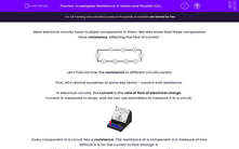 'Investigate Resistance in Series and Parallel Circuits' worksheet