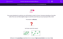 'Describe and Explain Diffusion' worksheet