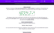 'Compare Densities of Solids, Liquids, and Gases' worksheet