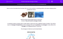 'Describe Changes of State' worksheet