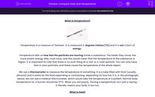 'Compare Heat and Temperature' worksheet