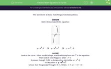 'Match Equations to Curves' worksheet